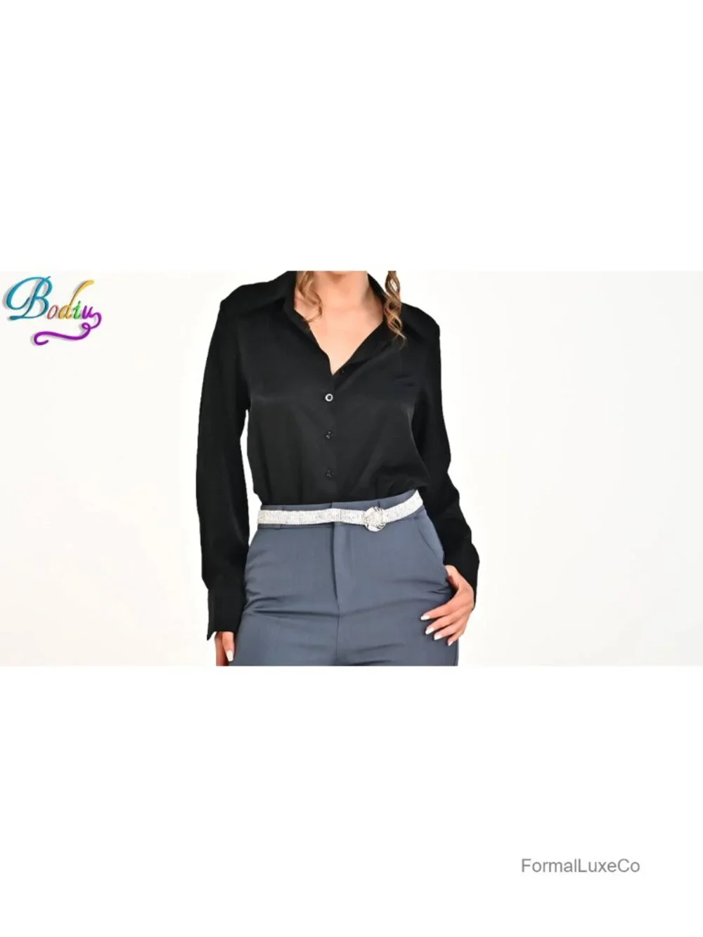 Rhinestone Waist Belt with O Ring Buckle Adjustable Length